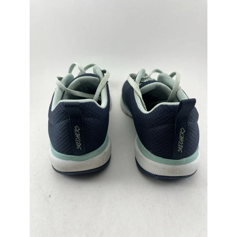 Skechers Women's Size 7 Navy Aqua Lite-Weight Lace Up Sneakers 13070TX